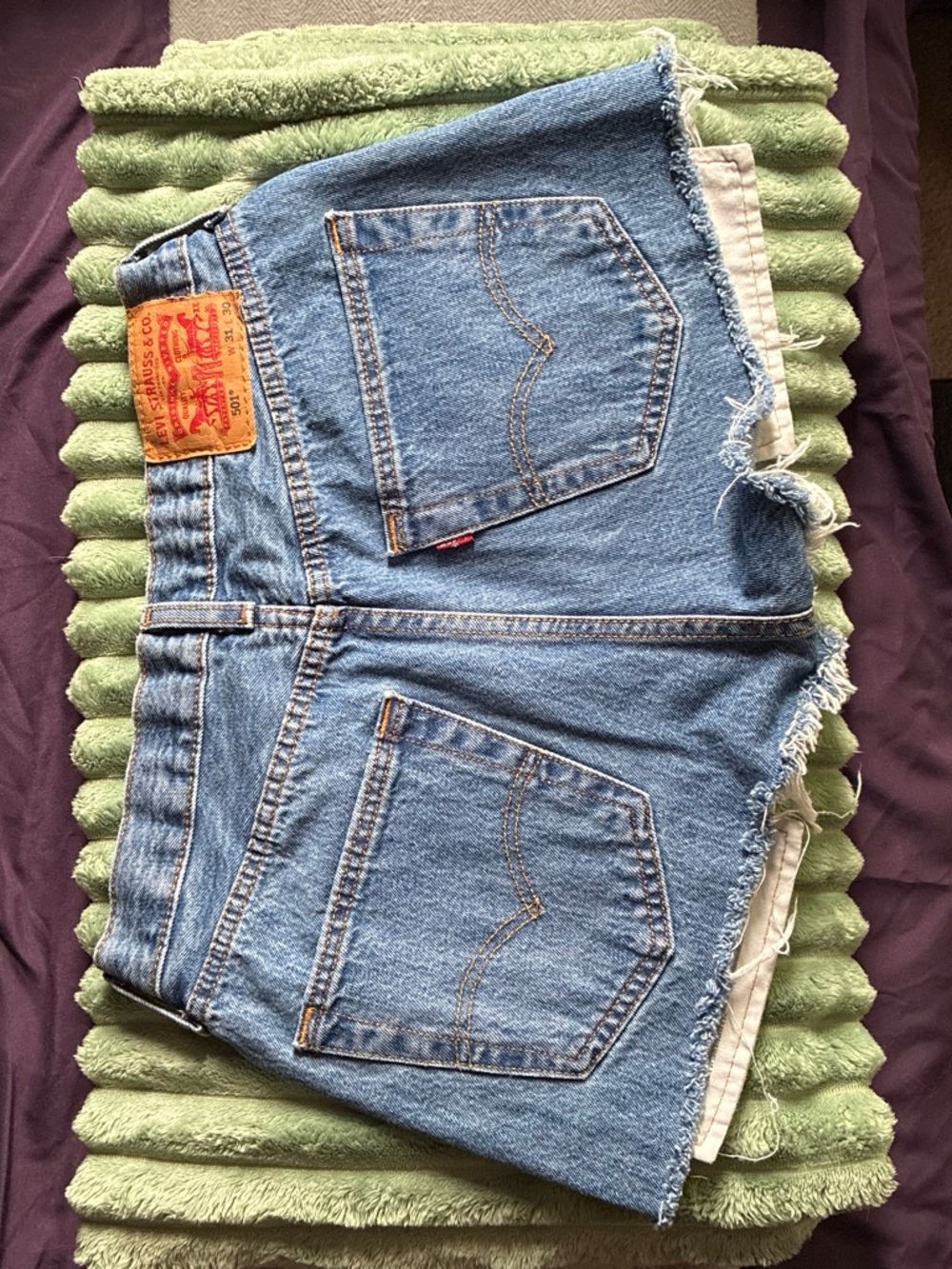Levi's Blue Denim 501 Jeans with Tan Leather Patch